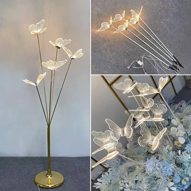 Modern LED Standing Light for Party Stage Wedding Creative Road Load Walkway Hanging Butterfly Acrylic Light