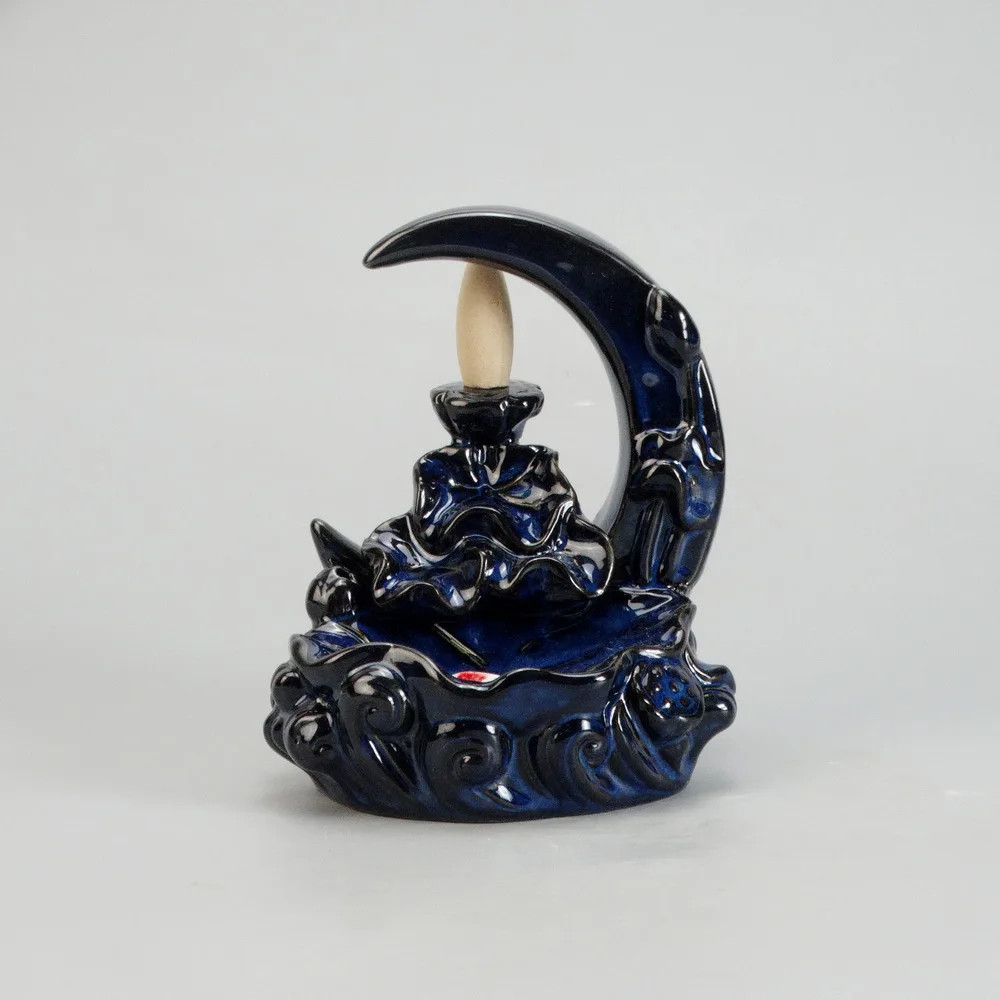 Portable ceramic censer Incense stick holder perfume backflow burner home decor waterfall Incense burner