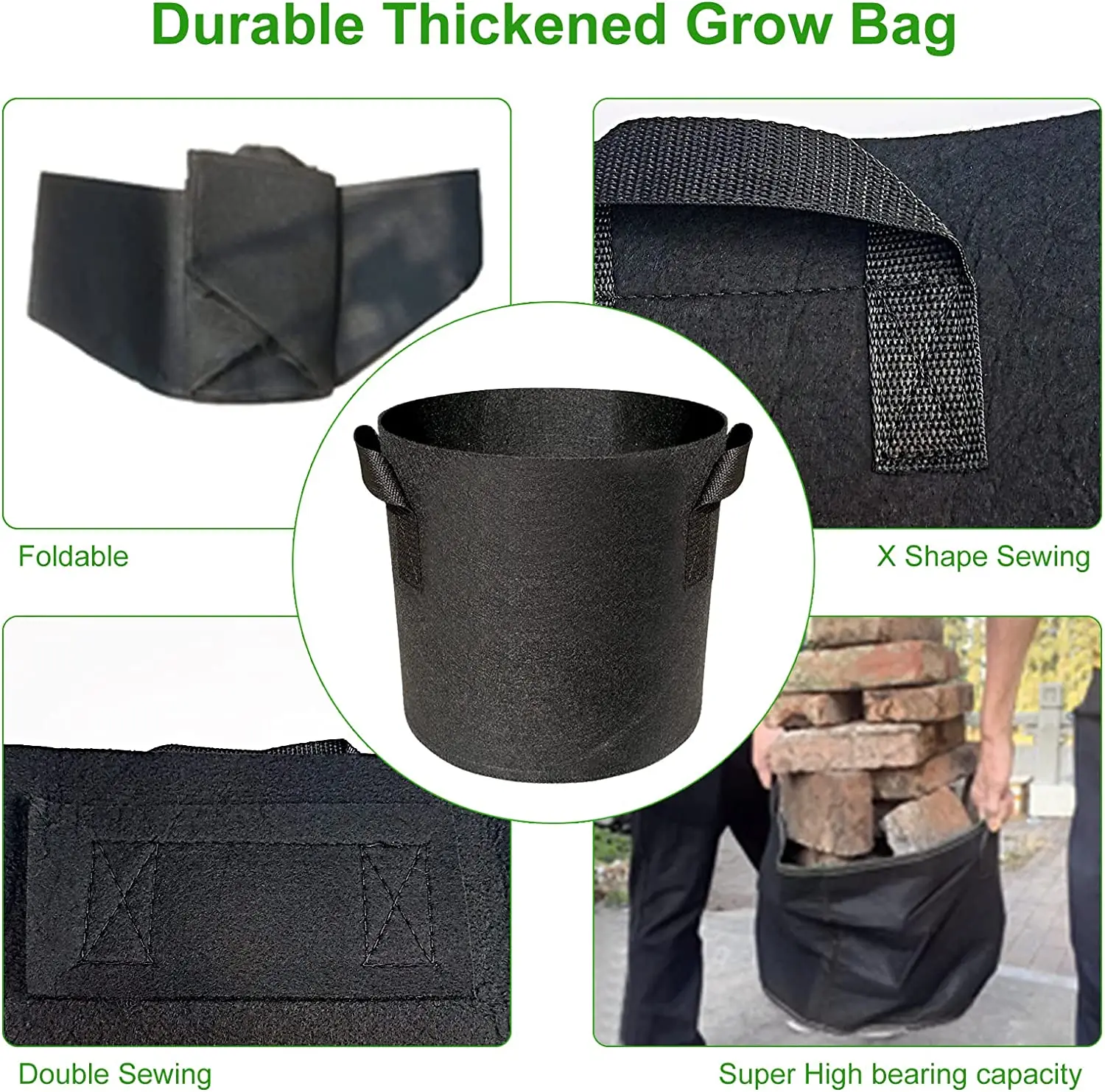 Durable heavy duty 400G thick felt grow bag for strawberry Non woven planter  fabric pots