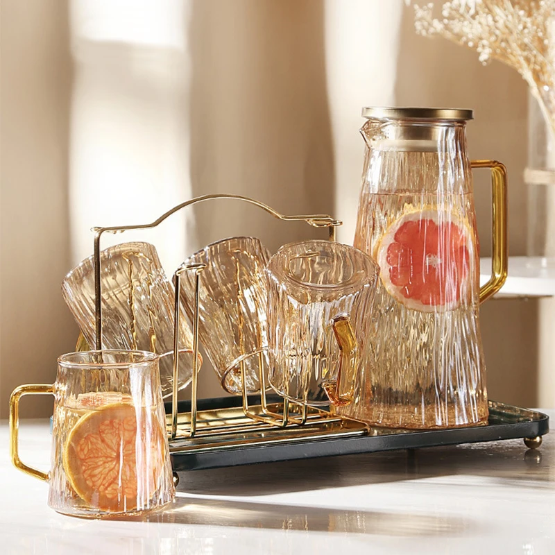 In Stock Crystal Pitcher With Glass 1800Ml Nordic Style Glass Water Pitcher Carafe Jug