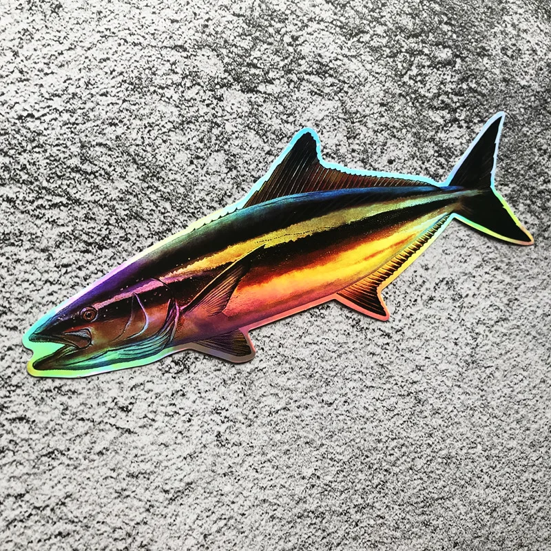 Holographic iridescent Decal Fishing Bumper Sticker Fish Auto Decal Car Truck Boat RV Real Life Rod Bass Fish Sticker