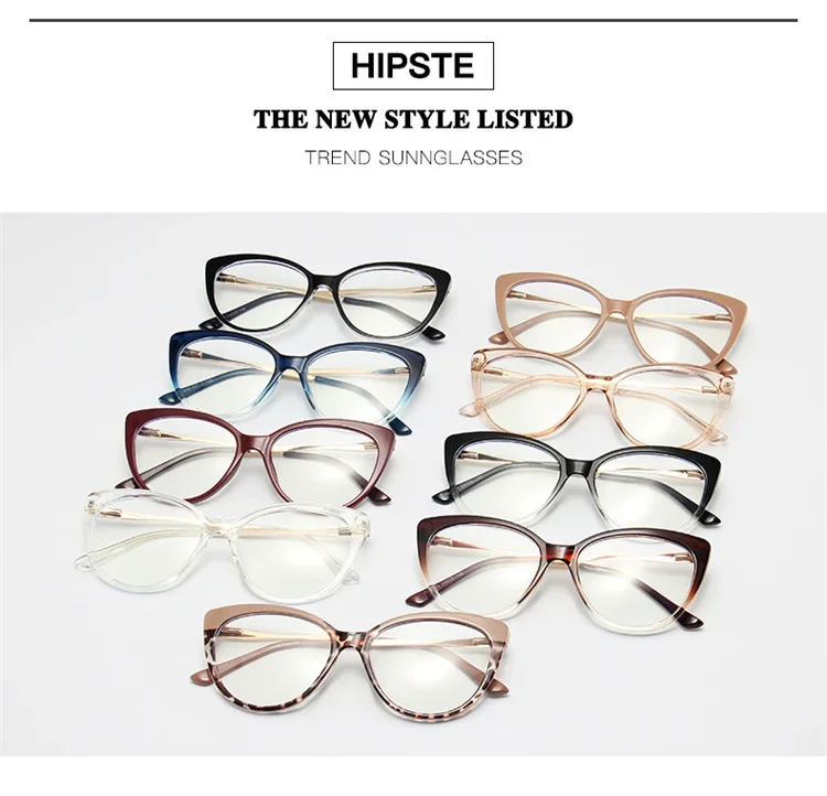 New Year Resin Lens TR90 Frame Glasses Cat Eye Optical Frame Flat Glasses Anti-blue Light