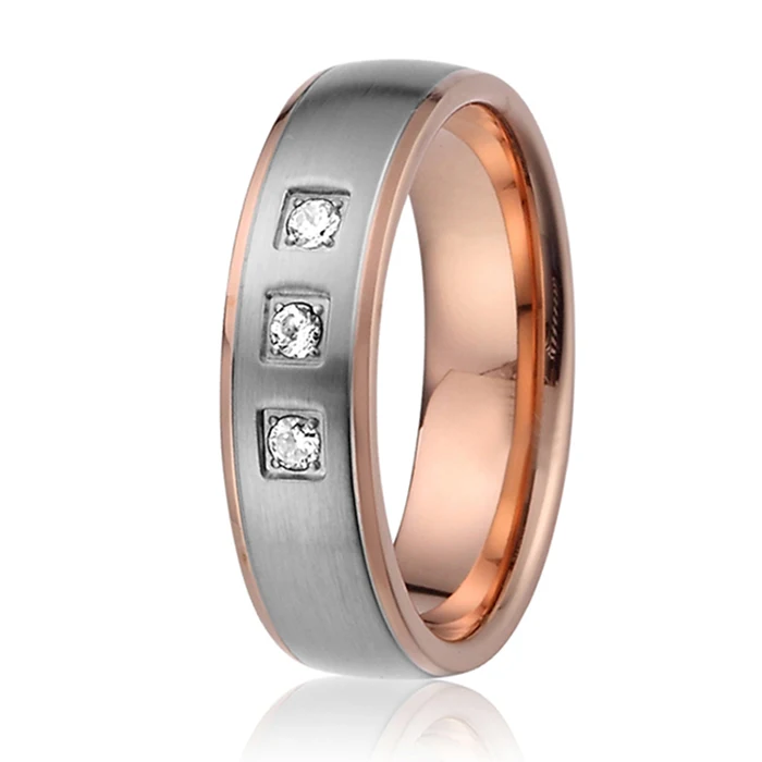 
Vacuum Plating Rose Gold Plated Rings And Wedding Bands High Quality Zircon Jewelry Ring Women Men 