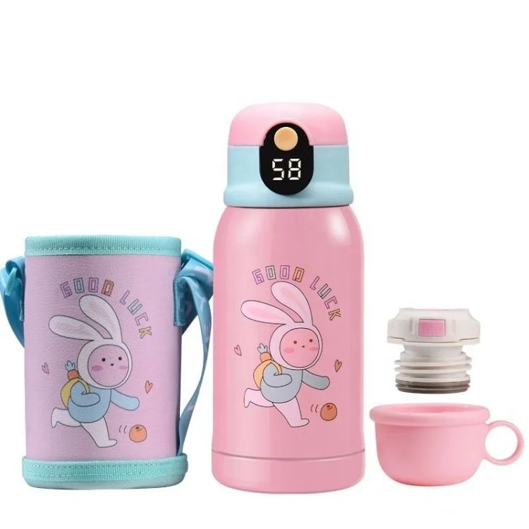 Новый интеллектуальный дисплей температуры мультяшный роскошный нержавеющий термос бутылка чашка с крышкой
