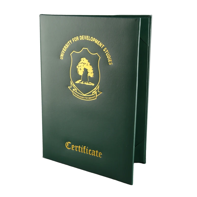 High quality a4 a5 pu leather diploma certificate file folder/certificate holder