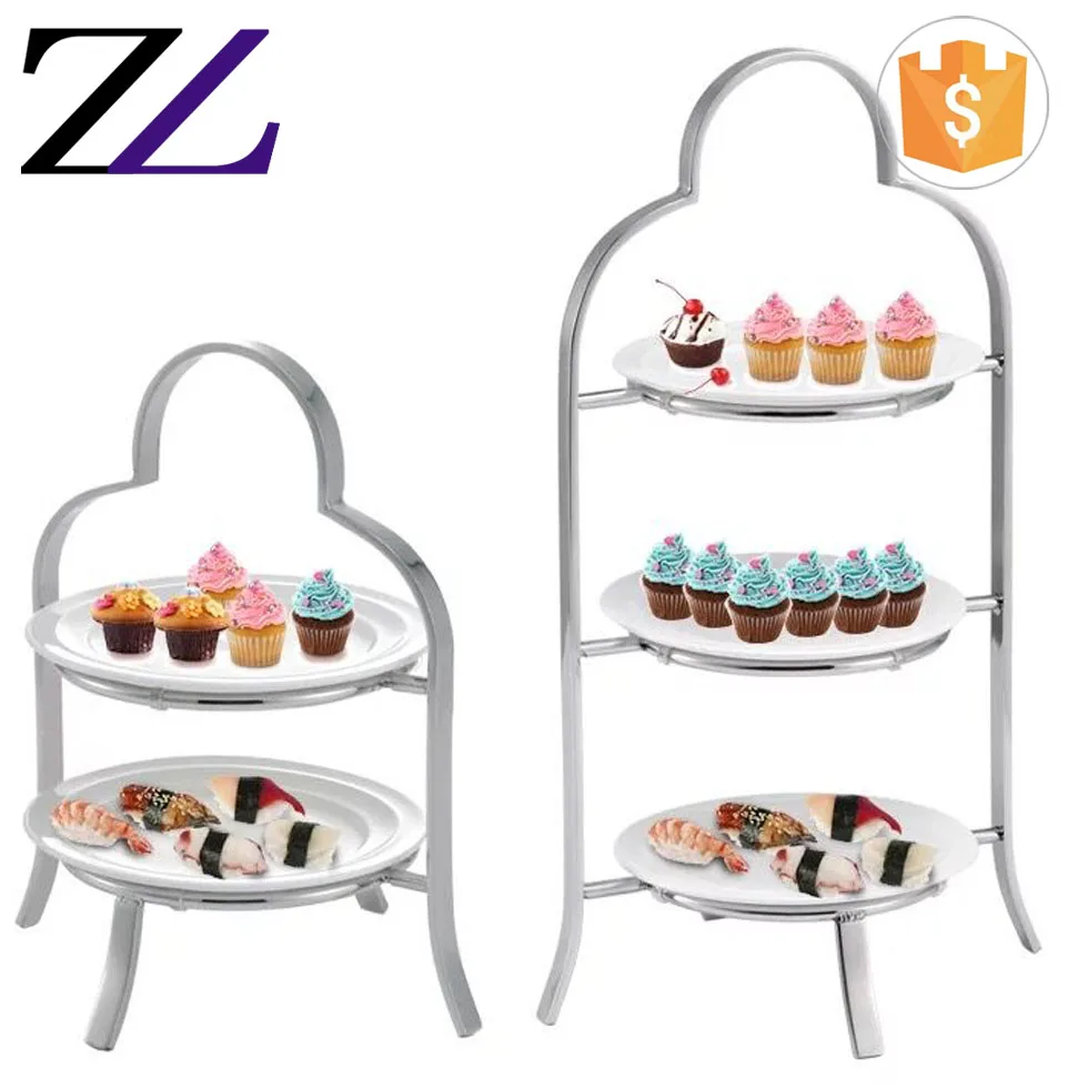 Restaurant buffet dessert decorative riser ceramics plate gold colorful metal cake 2 tier cupcake stand cupcake display trays