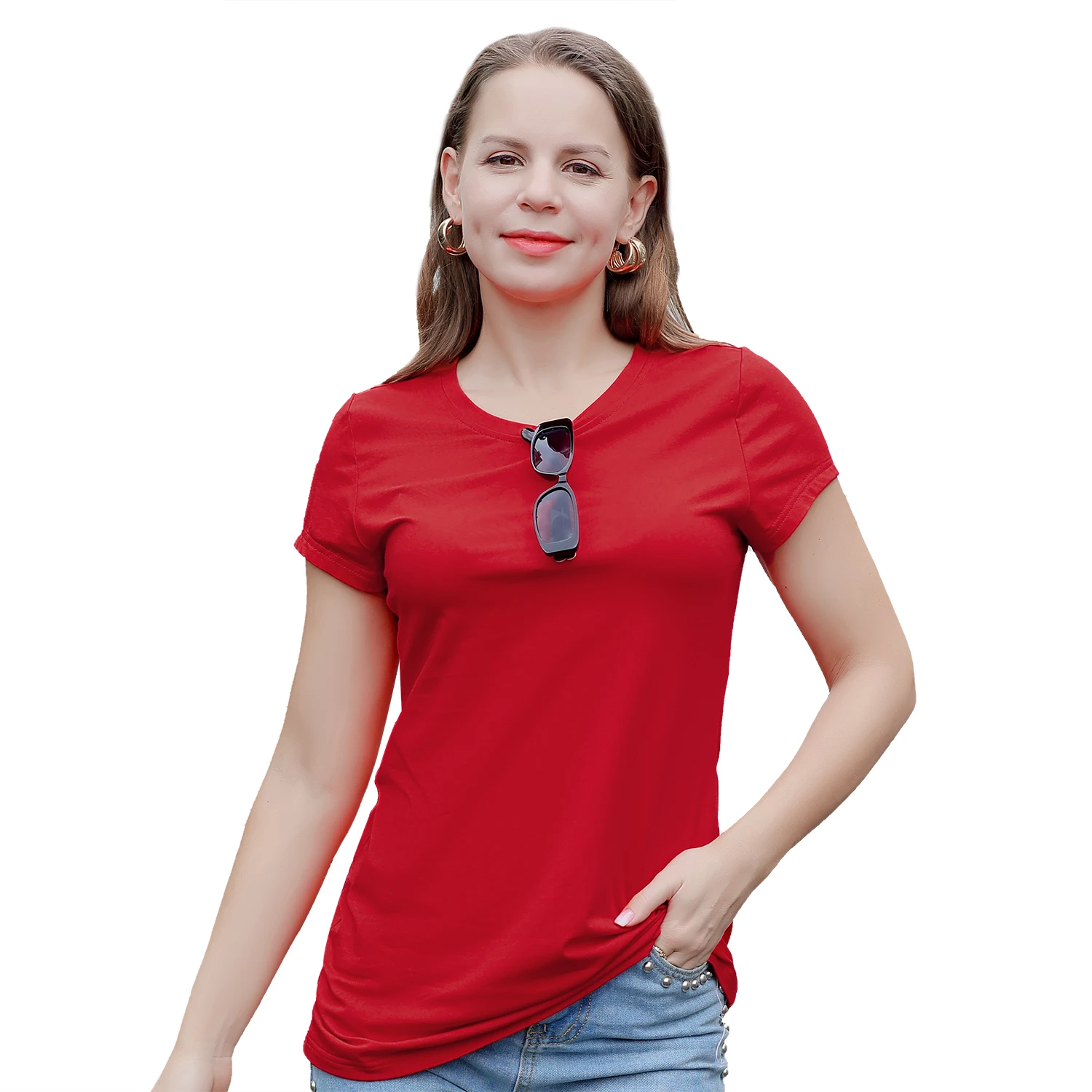 Women Branded Fashion Designer Stock Plain Import Overruns Bangladesh T-shirt