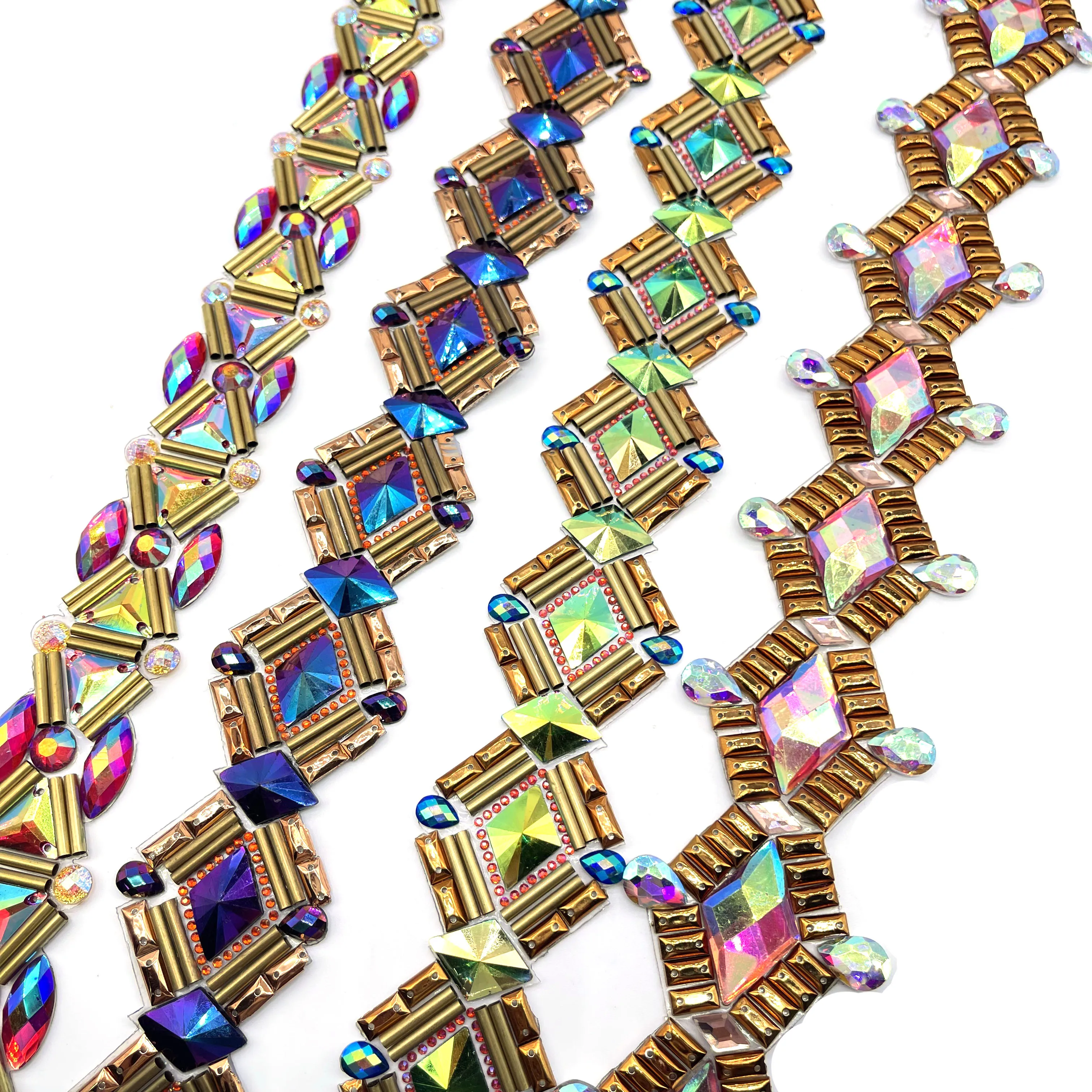 2025 Trinidad Carnival Samba Dressing Decorative Crystal Rhinestones Hot Fix Rhinestone Appliques Trims Shoes Garments Supplier