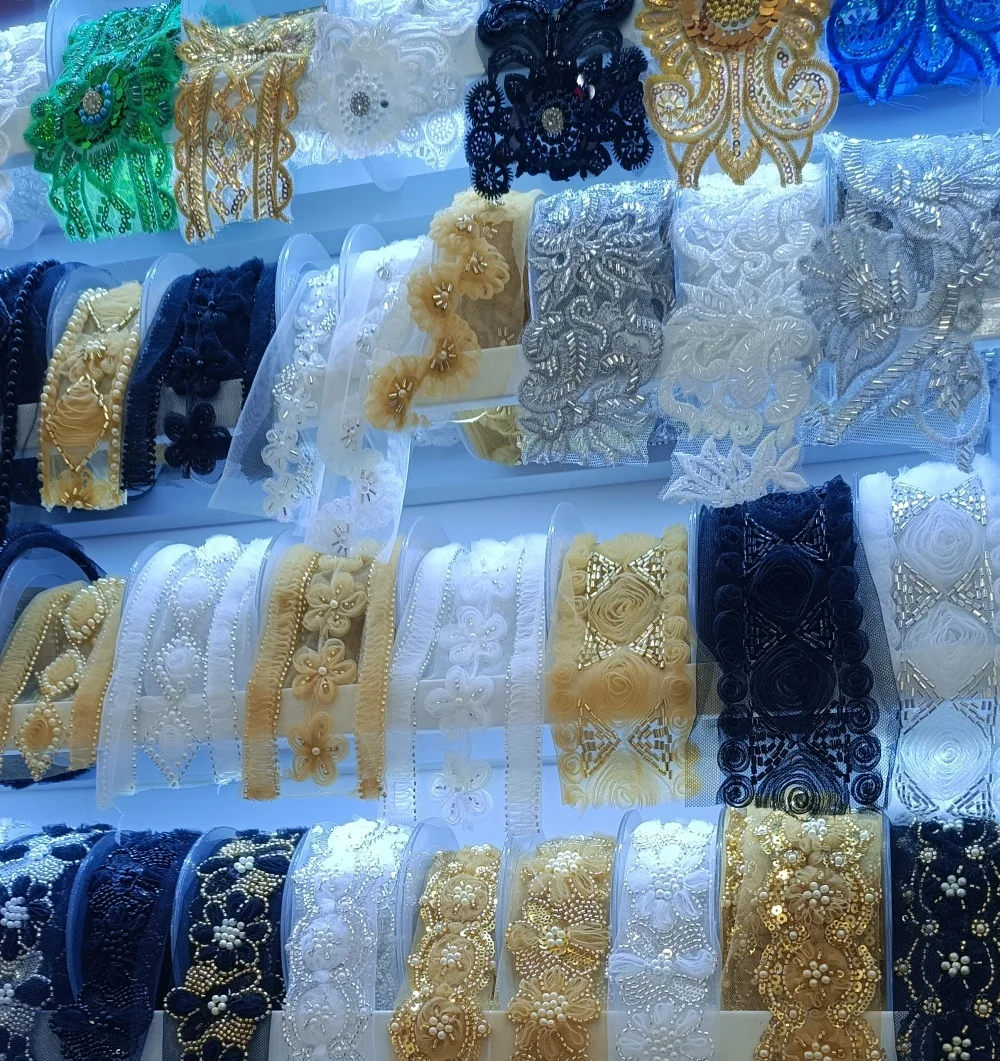 AFFINITY Custom Design Ribbon Pearl Golden Trim Black Tape Sewing Accessories Beaded Embroidery Lace Trim For Clothing Fashion