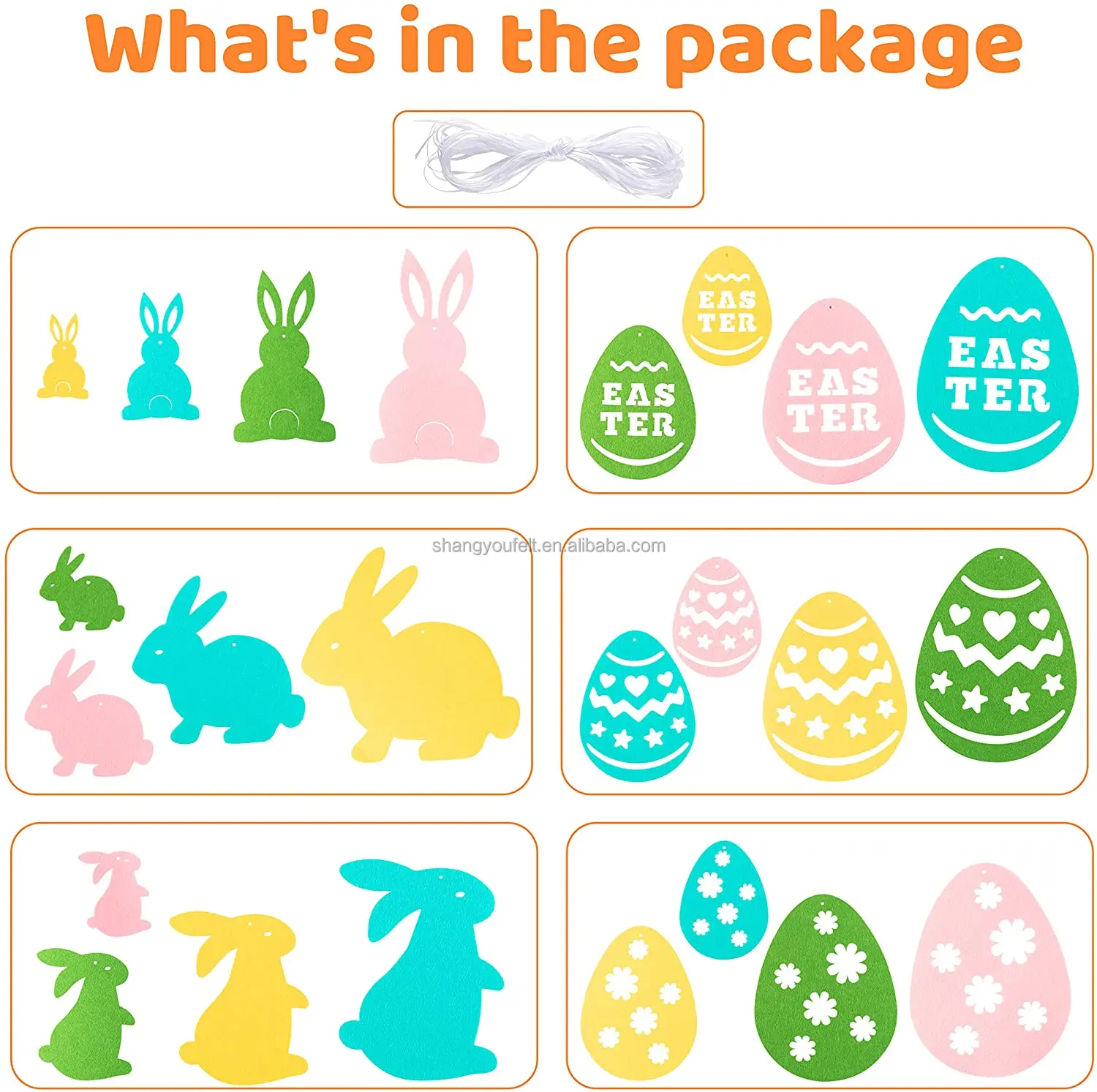 Felt Easter Bunny And Egg Banner Easter Hanging Decoration