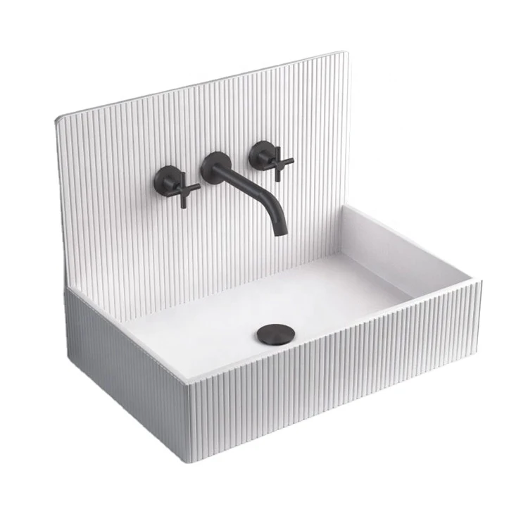 Luxury Unique Wash Hand Basin Novel Design Square Sinks Artificial Stone Basin