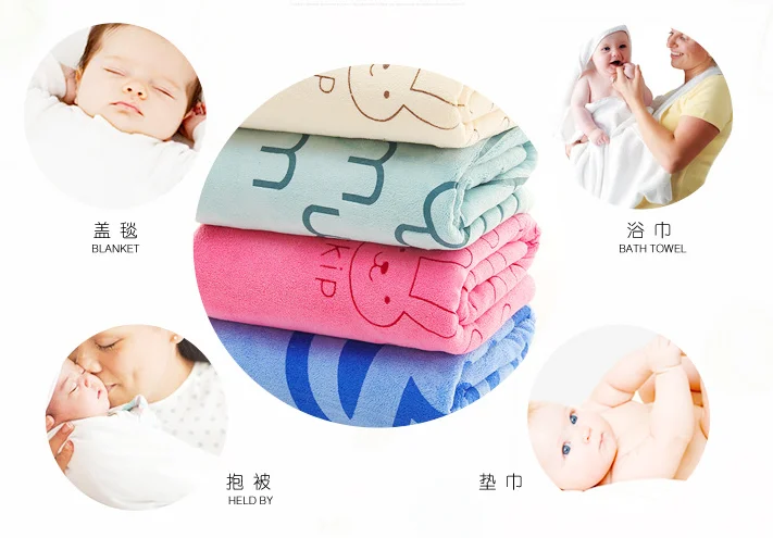 wholesale kids microfiber beach towel overlocked rabbit printed bath towel