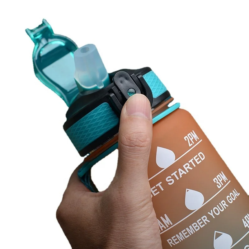 Amazon Gradient large capacity Space Sport Sippy Cup plastic with printed scale outdoor shake portable gym water bottle