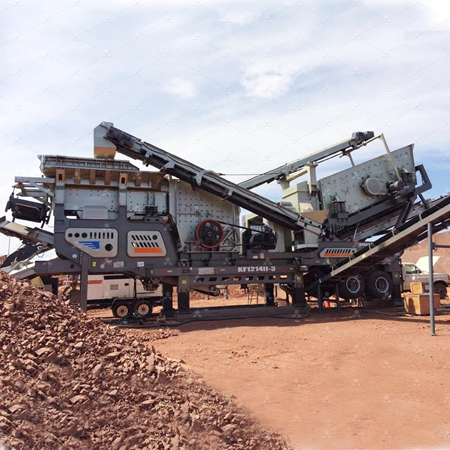 Portable quarry stone crushing plants mobile impact crusher with feeder and belt conveyor