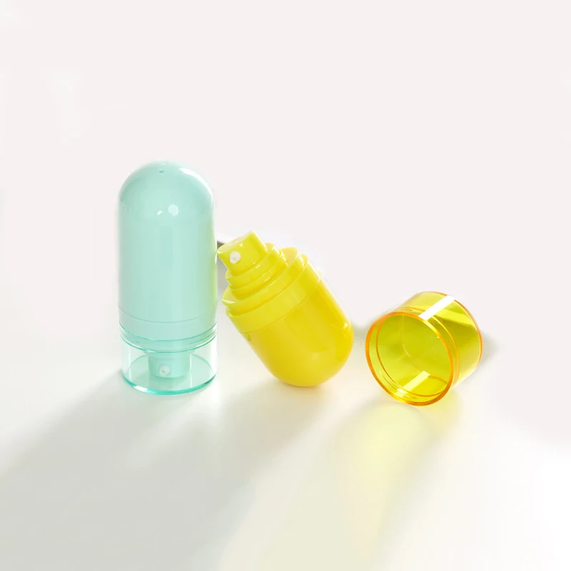 Macaron 15ml Airless 30ml 50ml Stand Upside Down Plastic Bottle With Sprayer Body Lotion Pump Face Cream Cosmetic Packaging