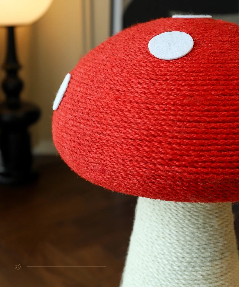 Red Mushroom Shape Cat Scratching Post Cute Modern Pet Toy Grinding Claw Cat Tree Tower Sisal Cat Scratcher Tree