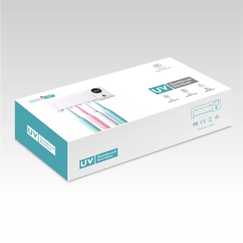 UV Sterilized Toothbrush Disinfectant Non perforated Wall Mounted Household Ultraviolet Sterilizers 4 Tooth brush holder