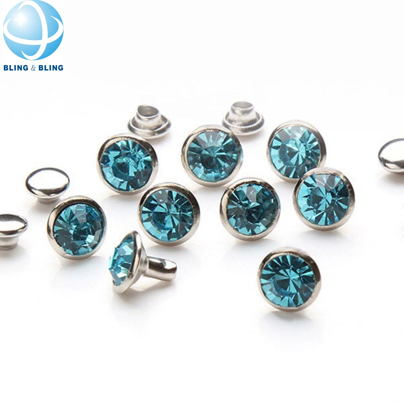 Hot Sell Custom 8mm 10mm 12mm Multi-colored  Crystal Rhinestone Snap Stud Rivets For Leather Crafts Garment Bag DIY Decor