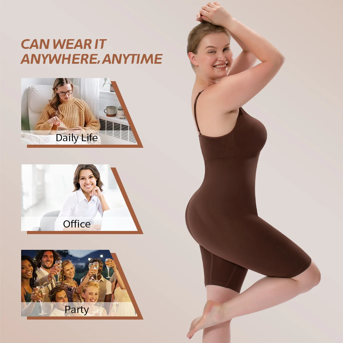 Shapewear For Women Seamless Tummy Control Bodysuit Mid Thigh Butt Lifter Body Shaper Shorts