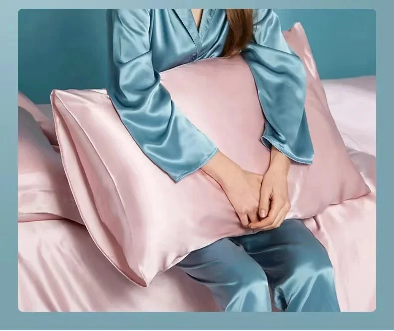 free tag embroidery logo big scrunchie silk eye mask silk pillow case 100% pure mulberry silk pillowcase box set