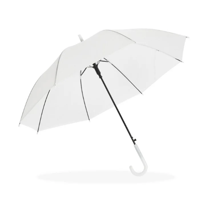 Прозрачный зонт с длинной пластиковой ручкой и логотипом под заказ