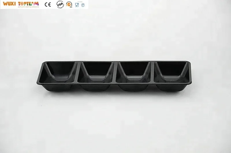 Reusable Plastic Dish Rectangular Food Tray Multipurpose Food Plate With 4 Dividers