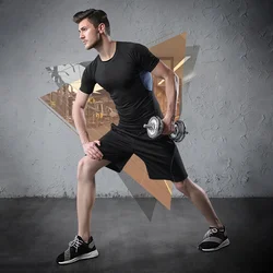 2021 Spring New Wholesale Men Sports Gym Fitness Quick Drying Tight Fitting T Shirt Tee Slim Fit Compression Shirt