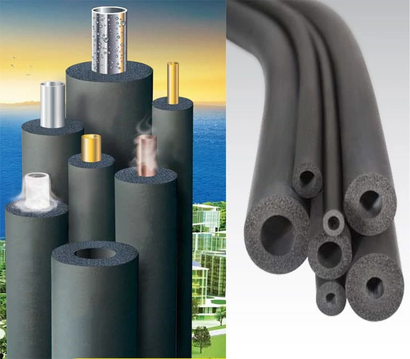 Elastomeric NBR PVC Rubber Foam Pipe Air Conditioning Pipe Tube Insulation Material for Cold Media Copper Pipe Insulation