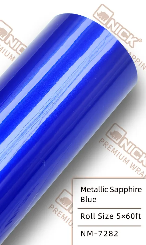 Синяя Автомобильная виниловая оболочка без пузырьков воздуха глянцевая металлическая синяя для кузова
