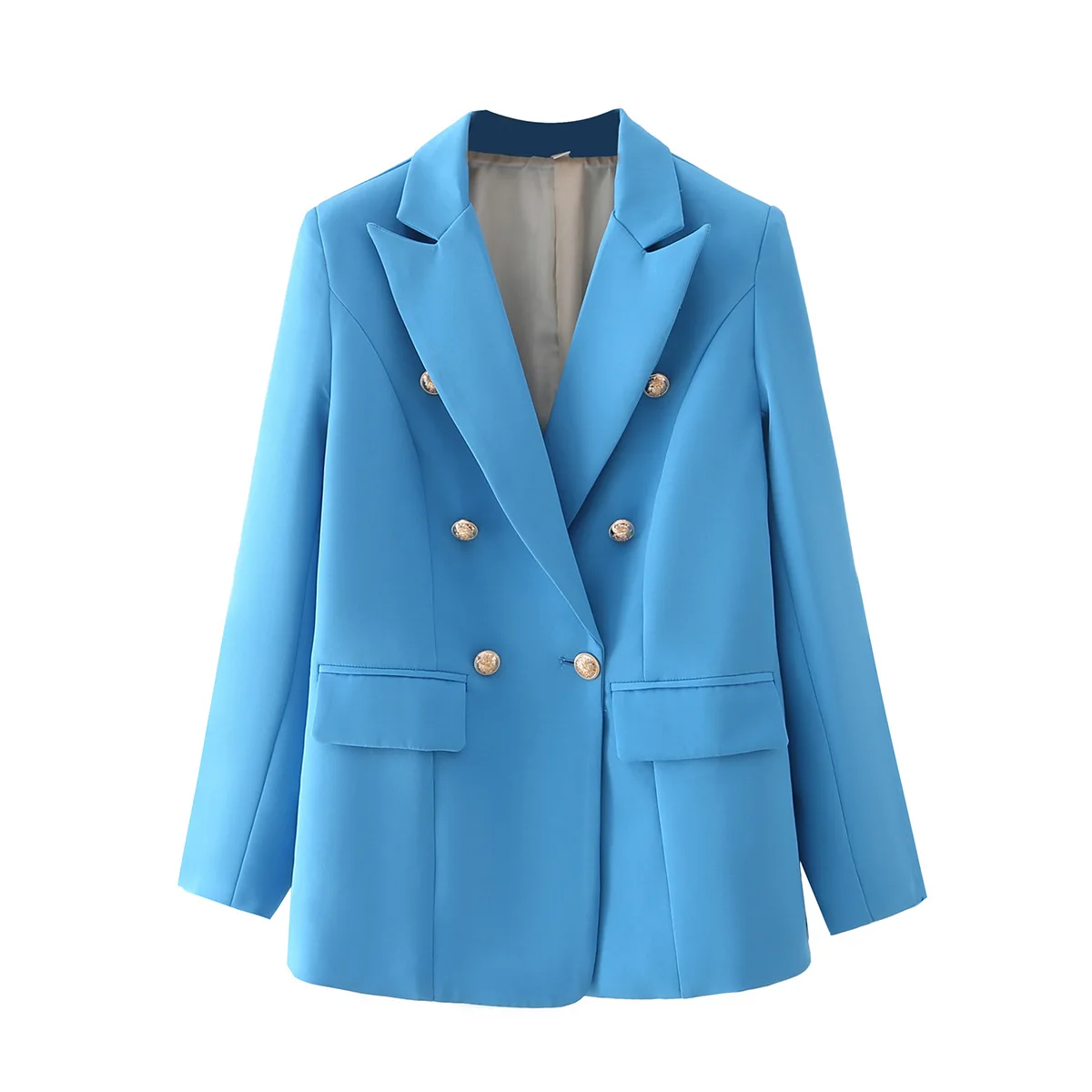 2022 Za Woman Suit Jackets Traf Tops Autumn Padded Shoulder Long Sleeve Single Button Loose Casual Blazers Female Coat