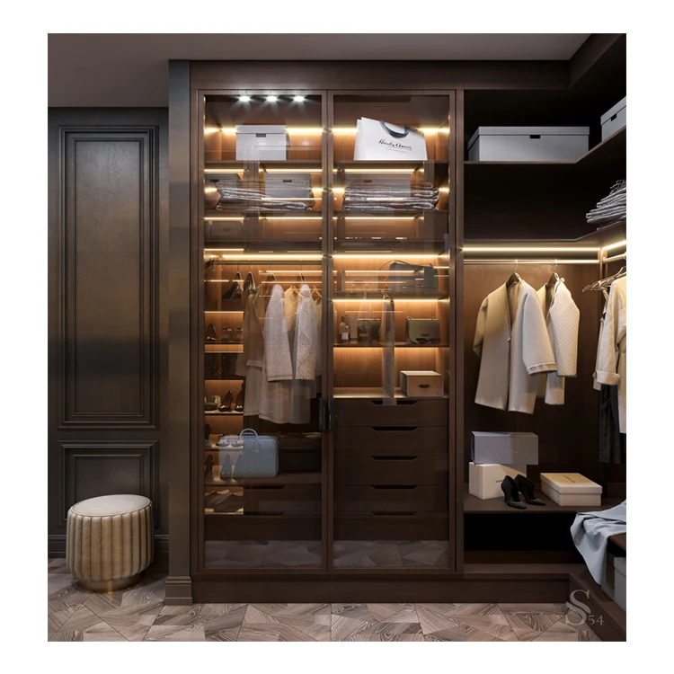 Luxury  Walk in Closet Cabinet  wardrobe bedroom furniture For Dressing Room