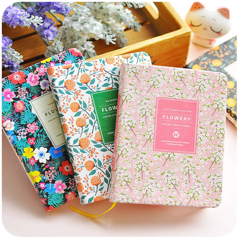 Korea Style Fresh Floral A5 Hardcover Notepad Hand Book Printed Plan Book Creative Retro Diary Custom Notebook For Girls Women G