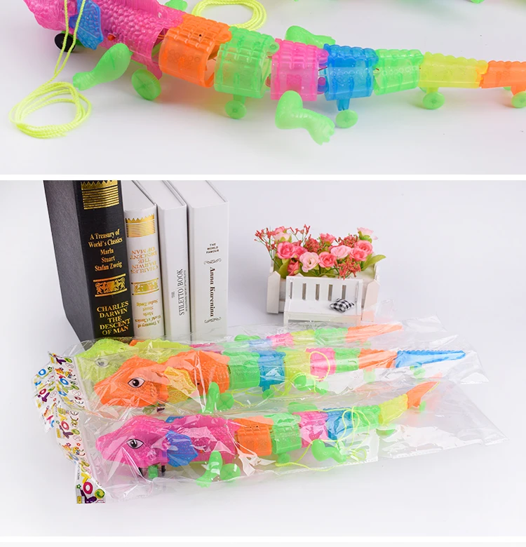 New Pull rope crocodile electric universal crocodile glow belt music toy stall crawling simulation animal