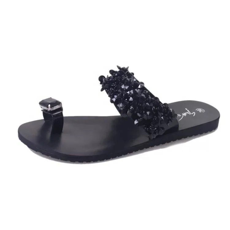 Beach slippers female summer new fashion rhinestones sandals and slippers