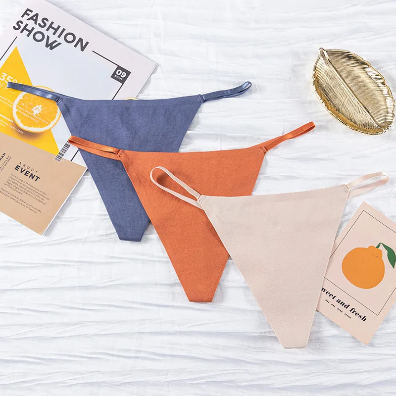 Sexy hot T-type exercise yoga Plus size low waist cotton crotch Underwear Laser Cutting Briefs thong Ice Silk traceless panties