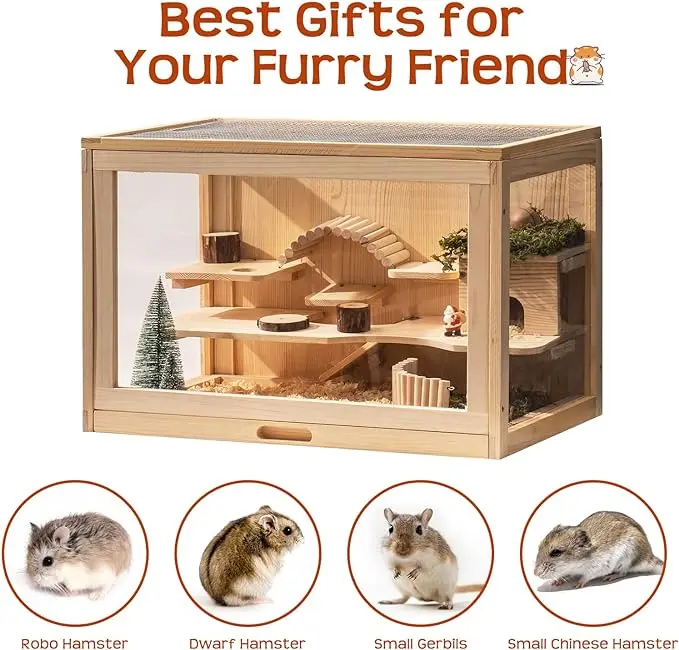 Country style creative Pet cage indoor and outdoor wholesale hamster cage pet houses Wooden hamster cage