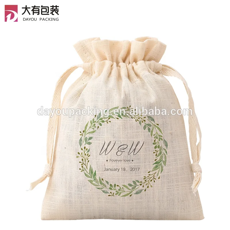 Promotional Custom Eco Friendly Reusable New Pouch Small Gift Bags Canvas Cotton Drawstring Bag With Logo
