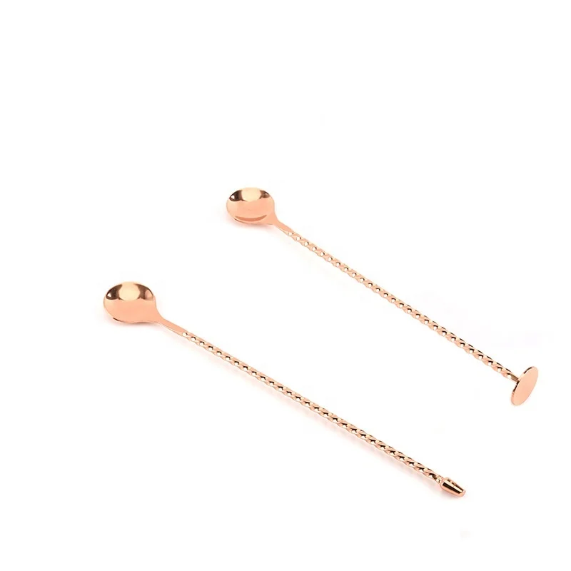 Classic Design Stainless Steel and Copper Tear Drop Bar Spoon Cocktail Stirrer Customizable Length Sustainable Metal Material