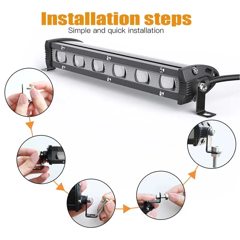 8inch Work Light 60W Led Light Bar 6leds IP68 Waterproof 12V 24V Auto Driving Light Car Led Fog Lamp