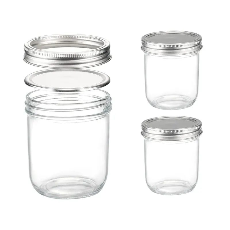 Hot sell 8 OZ Glass Mason Jars with lids for canning Food Storage Overnight Oats Jelly Dry Food Jam DIY Magnetic Spice Jars
