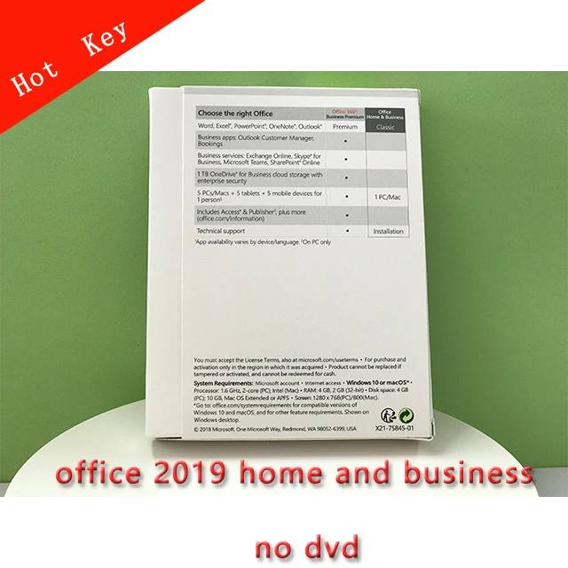  Оптовая продажа офиса 2019 для дома и бизнеса Windows розничный ключ офис hb полный пакет активация