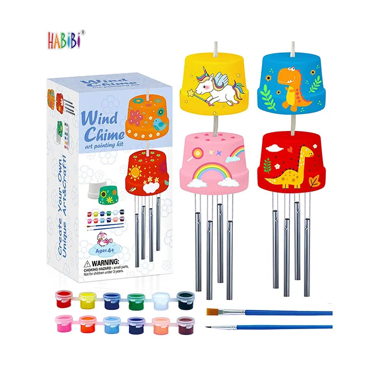 Puzzle painting filled outdoor wind chimes D2 Packs Arts Crafts Construct Paint Wind Powered Musical Chime DIY Gift Wind Chime