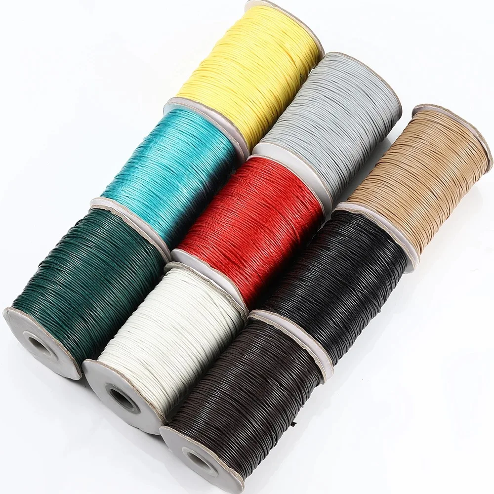DIY Colorful 1.0mm 1.5mm polyester Waxed twine Cotton Cord Rope wax Thread Cords String Strap Necklace Rope for Jewelry Making