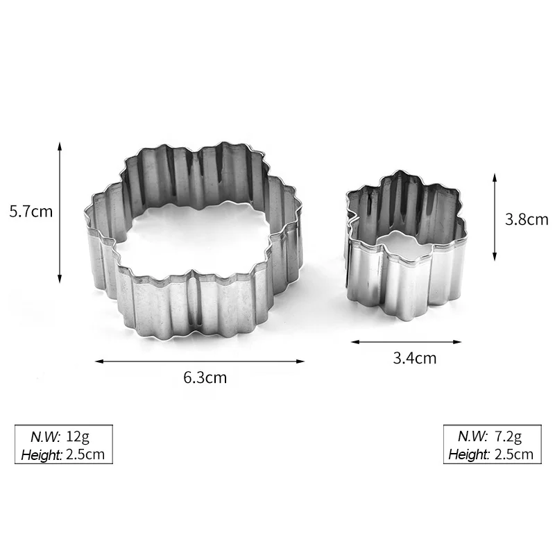stainless steel cookie mold cutter set of 8 pcs pudding mousse cake tools mould curve edge heart round snowflake flower