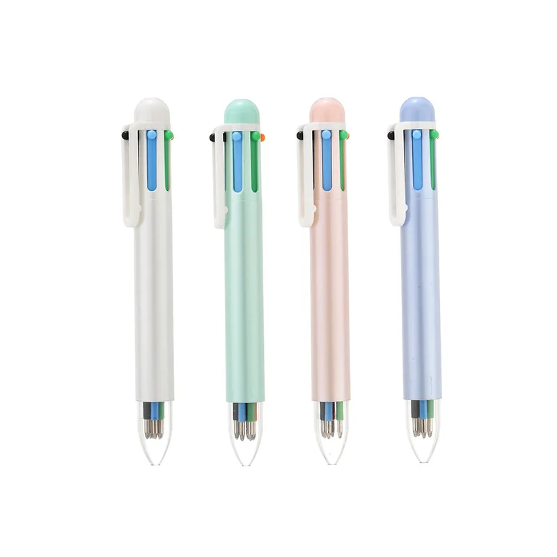Custom Logo Multicolor Ballpoint Pen 0.5mm Plastic Click Promotion Retractable Black/Blue/Red/Green 4 Colors Writing Gifts