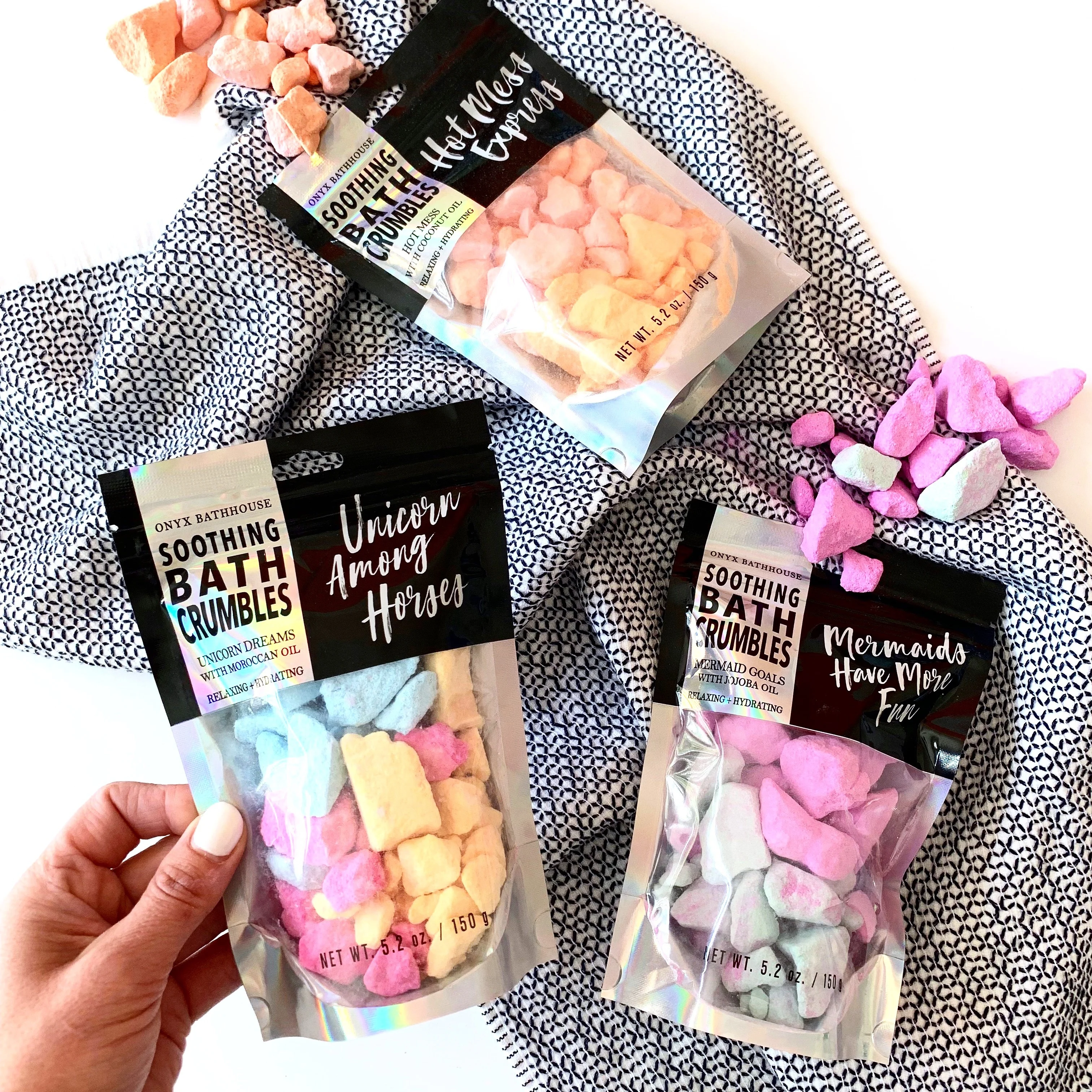 Изготовленный на заказ 150 г упаковка для банных крошек голографический стоячий мешочек ПЭ цифровая печать Глубокая печать влагостойкий верх на молнии