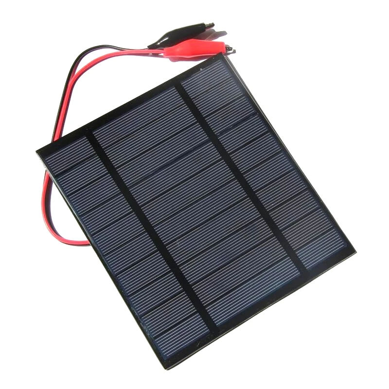 BUHESHUI 5V Solar Module System Charging 3.7V Battery Polycrystalline Silicon 2.5W Solar Panel with Alligator Clip Solar Cell