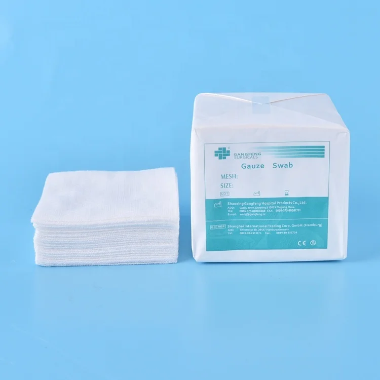 Factory direct sales medical 10 x 10 12ply 16ply cotton surgical sterile gauze swabs