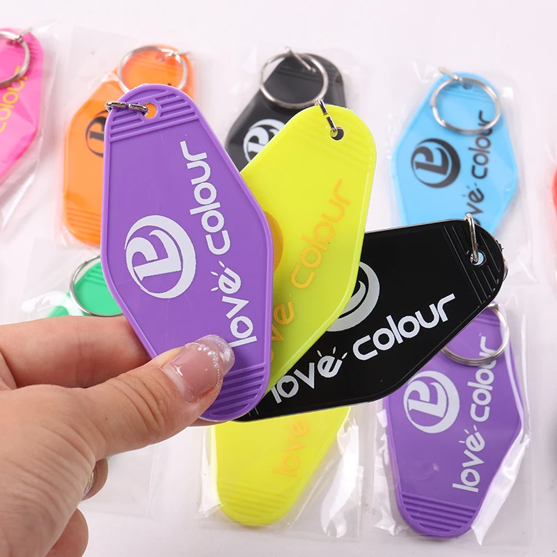 vintage hotel keychains custom logo colorful abs hotel room key chain plastic sublimation motel key ring blank