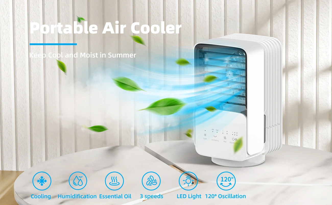 700ml water  tank large oscillation touch operation mini fans air cooling desk fan air conditioners